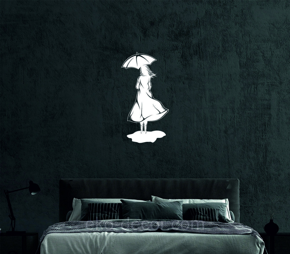 Декоративне настінне Панно «Дівчина з парасолькою», Декор на стіну 90*46 см, Білий Київ - фото 4