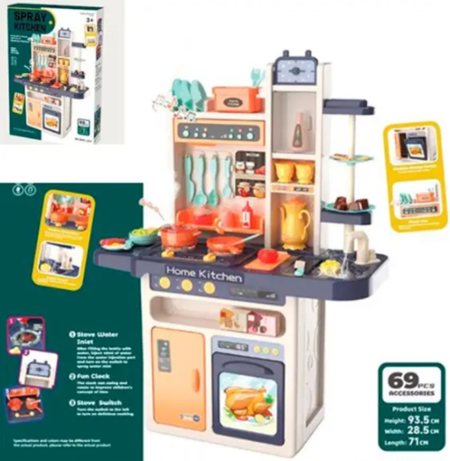 Кухня дитяча мийка ллється вода(механіч) пар звук світло посуд продукти 69 предметів (889-239) Чернігів - фото 1