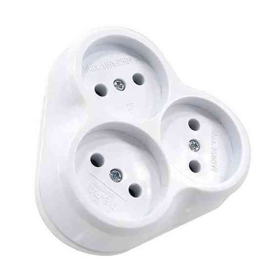 Тройник электрический DE-PA 16A  Б/З (10009-1) Днепр