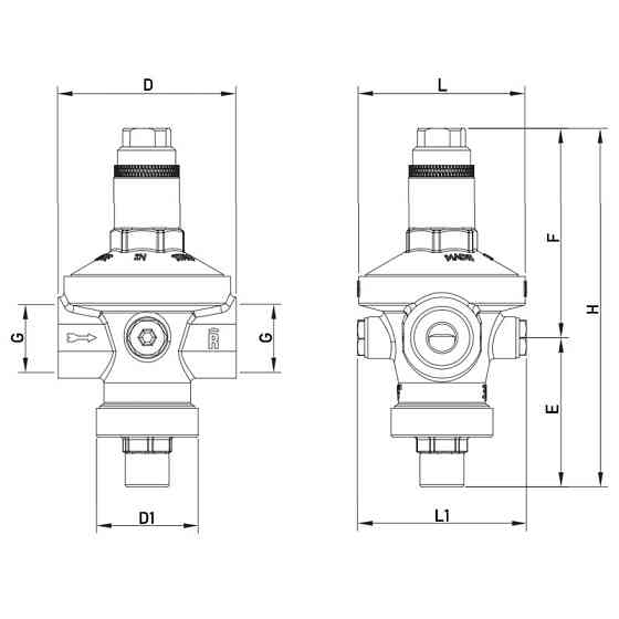 Редуктор тиску Roho R1203-075 - 3/4" ВВ, PN16 (1,5-7 бар) мембранний (RO0148) Київ