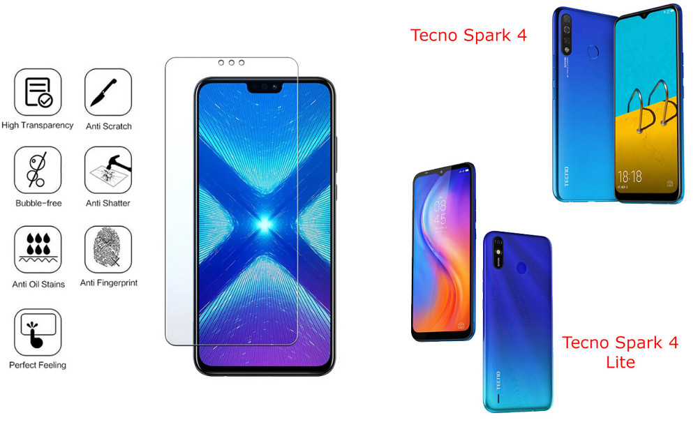 Защитное стекло NeoGlass для Tecno Spark 4 (KC2), Spark 4 Lite (BB4k) – ультрапрозрачное и устойчивое Киев - изображение 4