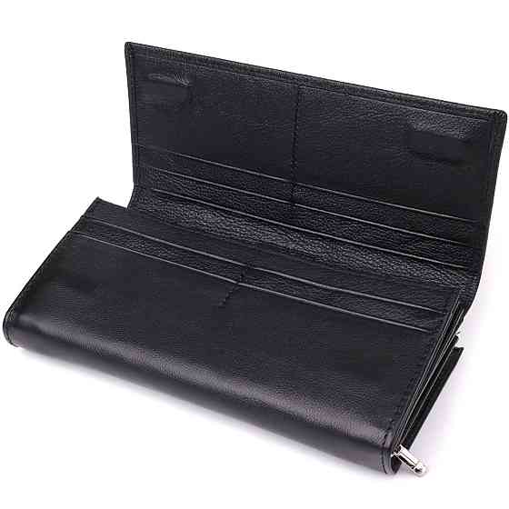 Функциональный женский кошелек на магнитах из натуральной кожи ST Leather 23112 Черный Киев