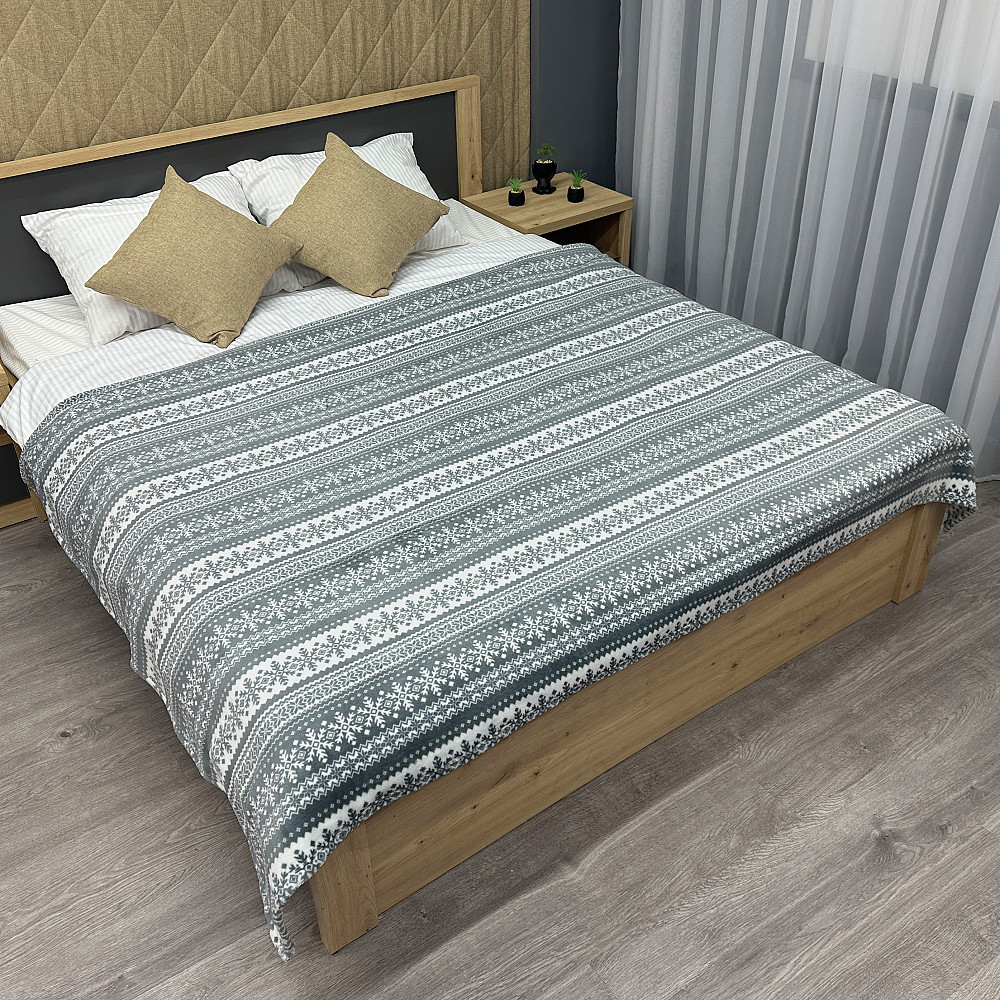 Плед-покривало Decorator WellSoft 150х210 см з різдвяним принтом Сірий (87-175) Київ - фото 1