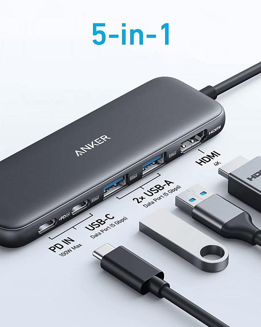 USB-хаб Anker USB-C Hub 332 5-in-1 Black (A8355H11) ( 10133 ) Харків - фото 2