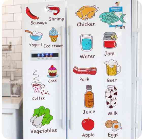 Наклейка на холодильник Продукти 50 на 70 см різнобарвний Київ