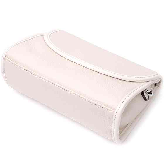 Жіноча шкіряна сумка із напівкруглим клапаном Vintage 22258 Біла Київ