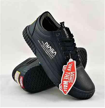 Кроссовки NASA Shuttle Ванс Чёрные Кожаные Кеды Вэнсы (размеры: 39,42) Днепр