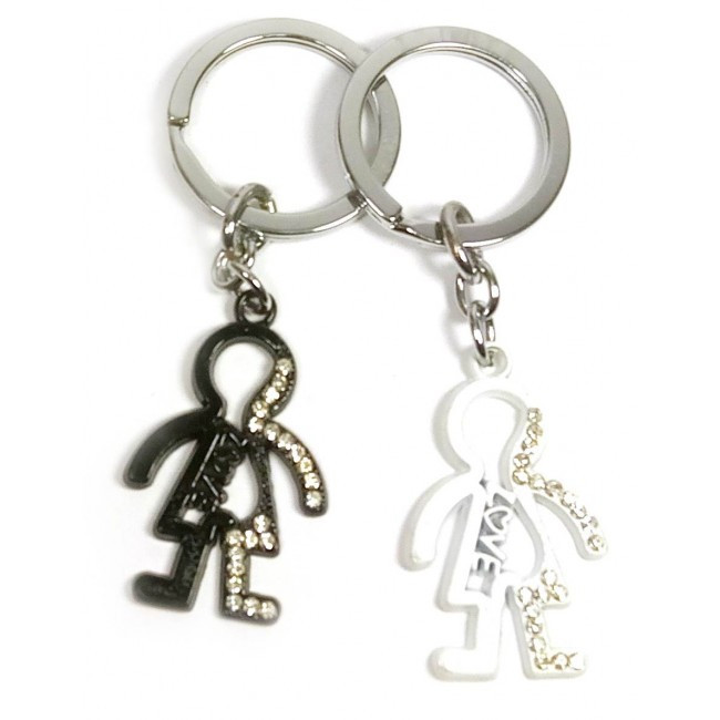 Брелок для закоханих зі стразами Хлопчик та Дівчинка Київ - фото 1