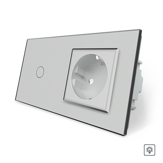 LIVOLO Сенсорний диммер 1 сенсор 1 розетка Livolo сірий скло (VL-C701D/C7C1EU-15) Коломия