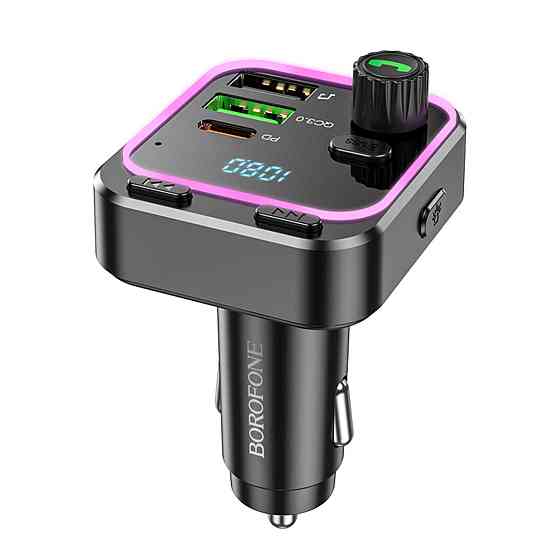 АЗП з FM-модулятором BOROFONE BC53 Highway PD20W+QC3.0 car BT FM transmitter 18W Black (6941991108457) Киев