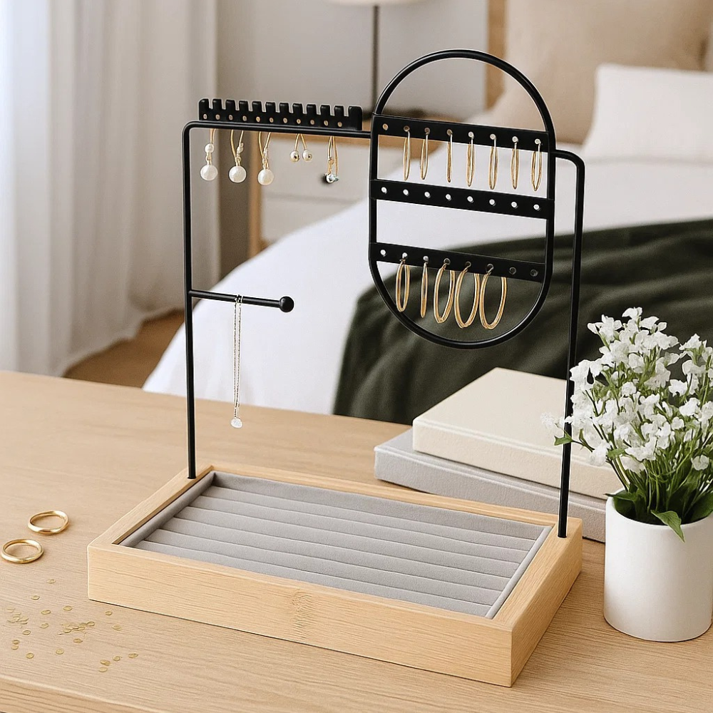 Настольная стойка для украшений,цепочек, браслетов, колец, деревянная, органайзер для драгоценностей и аксессуаров 28х23.3х13.8 см Каменец-Подольский - изображение 7