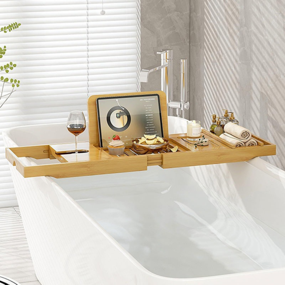 Полиця бамбукова висувна для ванної, довжина 72-105см, накладка на ванну з бамбука, Bamboo_2 Кам'янець-Подільський - фото 7