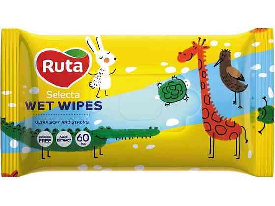 Вологі серветки 60шт Selecta Веселі звірята ТМ RUTA Київ