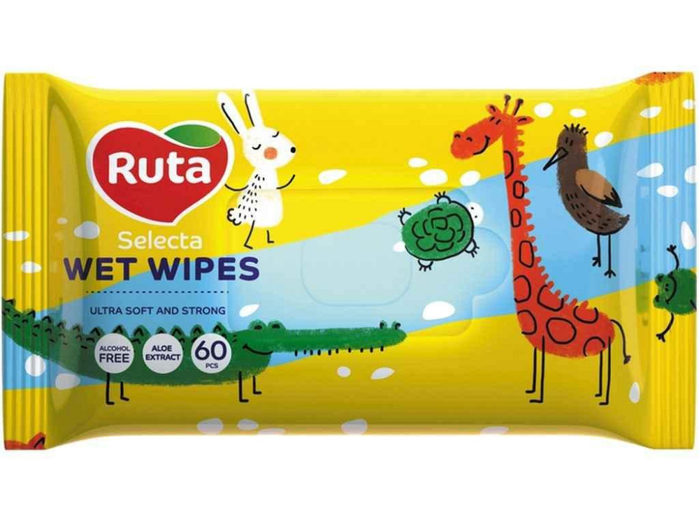 Вологі серветки 60шт Selecta Веселі звірята ТМ RUTA Київ - фото 1