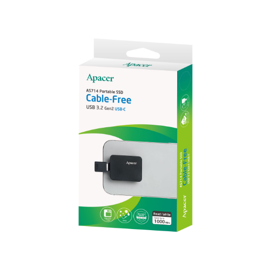 Портативный SSD Apacer AS714 1TB USB 3.2 Gen.2 Read/Write 1000MB/s Black Киев - изображение 2