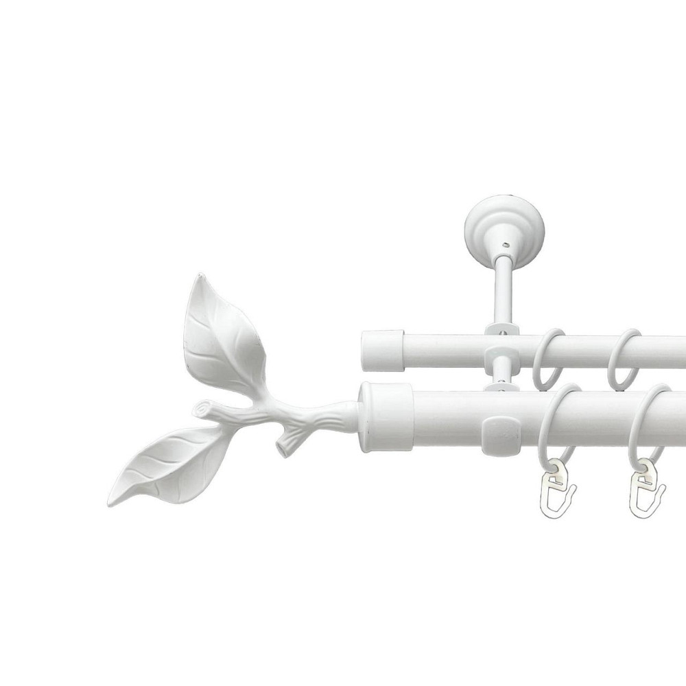 Карниз Orvit Листок Троянди металевий дворядний відкритий гладка труба кільце металеве Арктіс 25\16 мм 160 см (00-00021053) Львів - фото 1