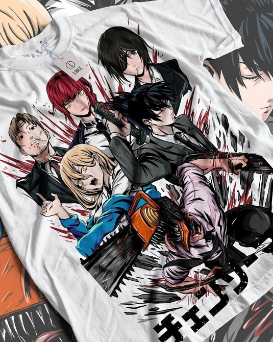 Футболка аниме Человек-бензопила оверсайз (S/M/L) Черний AnimeJ1078 Днепр - изображение 5