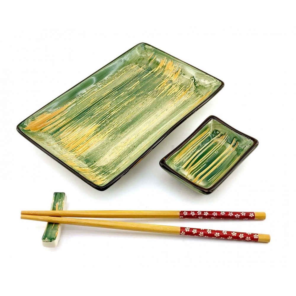 Сервиз для суши и роллов на 1 персону керамика Зелено-желтый Киев - изображение 1