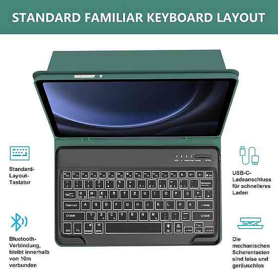 Фірмовий чохол-клавіатура для Samsung Galaxy Tab S10+ /S9+ Plus /Tab S9 FE+12.4 дюй SM-X810/SM-X816B/SM-X818U/SM-X616B 2023 Дніпро