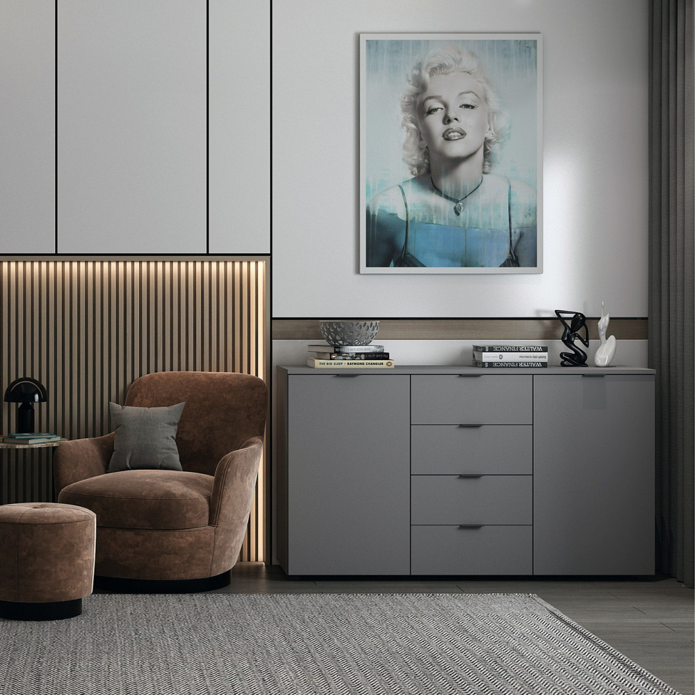 Комод в спальню Doros Рон 5 140х38х81 см Графит (DRS-011301) Днепр - изображение 1