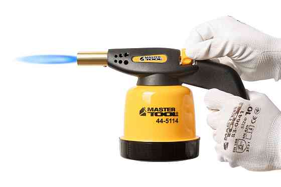 Лампа газова паяльна MASTERTOOL п'єзопідпал Ø 20 мм/1300°С 1.3 кВт 94.6 г/год 44-5114 Рівне