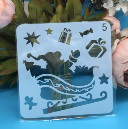 Новый год трафарет Дед Мороз с подарками 13 на 13 см серый Киев - изображение 1