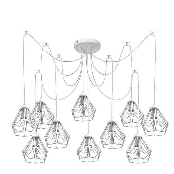Подвесная люстра паук лофт 10 ламп Е27 белая Milan NL 538-10 W Одесса
