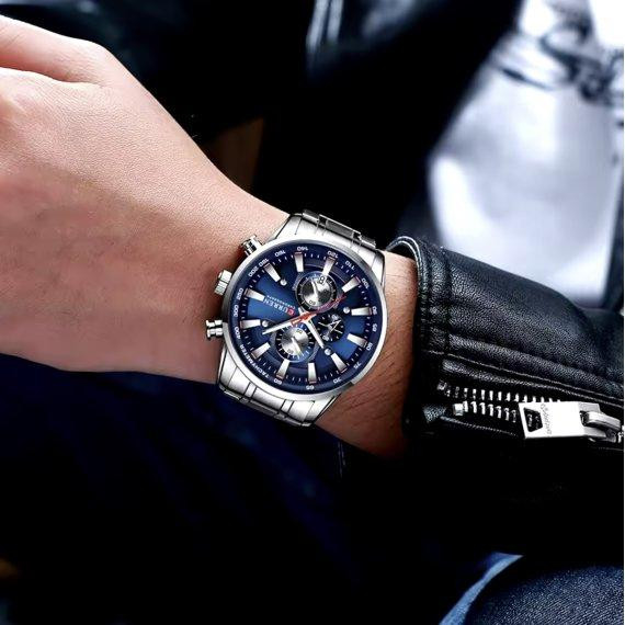 Чоловічий наручний класичний годинник Curren Pacific (Сріблястий) Вінниця - фото 8