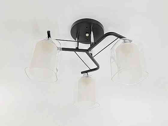 VALESO Люстра стельова класична на 3 плафони метал та скло VALESO 2433B/3 Чорний+Хром Коломыя