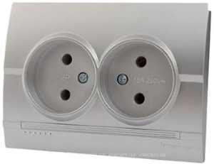 DERIY темно-сірий металік Розетка внутрішня 2-а без заземлення Лезард Житомир - изображение 1