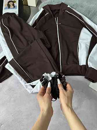 Женский стильный повседневный костюм двойка двунить Шоколад, 42/46 Одесса