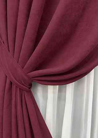 Комплект готових штор VR-Textil Мікровелюр Petek YL № 1712ш Бордовий 150х295 см 2 шт (33-0608) Київ