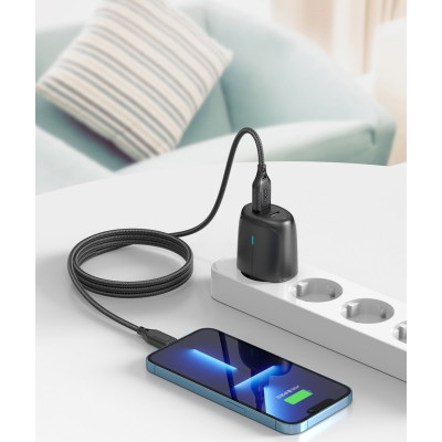 Дата кабель USB 2.0 AM to Lightning 1.0m braided black XO (NB235_L_Black) Вінниця - фото 2