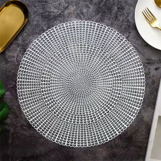 Сервірувальна серветка під гаряче кругла, килимок сервірувальний сріблястий, набір 2 шт Кам'янець-Подільський