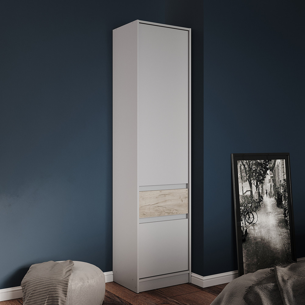 Шафа-пенал закрита з полицями та шухлядою Еверест Стайл-500 50х39х203 см Кашемір/Дуб крафт сірий (DTM-071153) Дніпро - фото 1