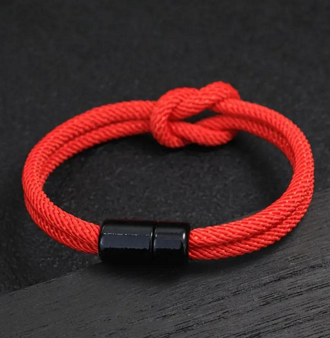 Красный браслет из шнура со знаком бесконечности – оберег, талисман, аксессуар на руку Киев - изображение 3