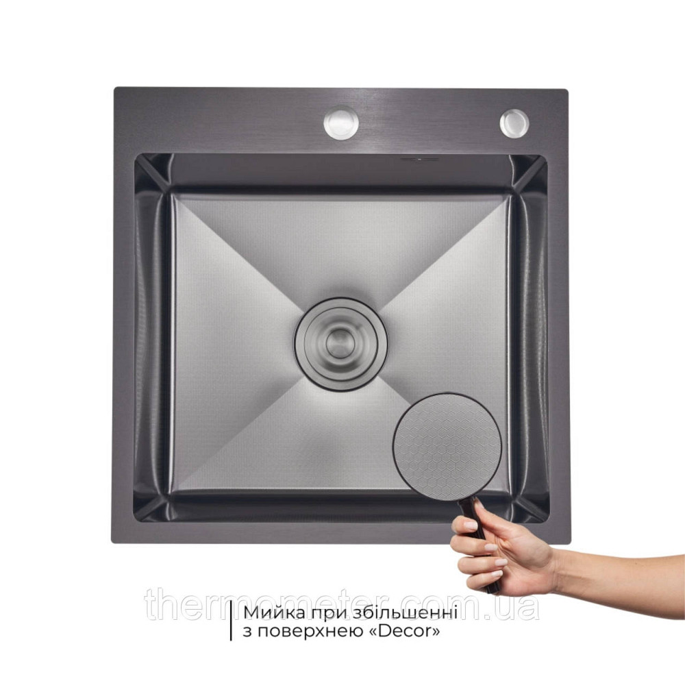 Комплект Lidz Handmade H5050HB Мойка для кухни интегрированная Decor Black PVD Honeycomb в комплекте с дозатором+Lidz LIDZK01B Киев - изображение 4