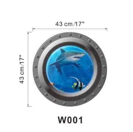 Наклейка на стену Акула 43 см разноцветный Киев