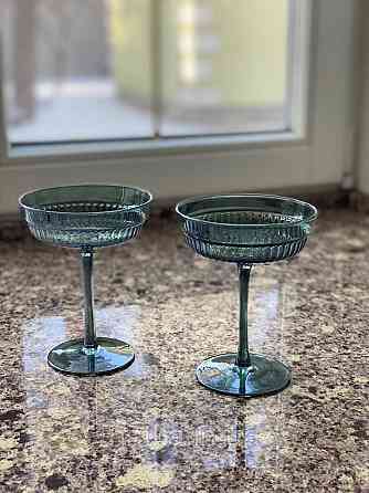 Набор бокалов 2 шт для мартини и шампанского 200 мл «Гринвиль» изумрудное стекло Киев