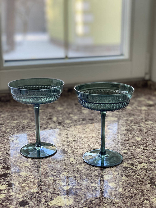 Набор бокалов 2 шт для мартини и шампанского 200 мл «Гринвиль» изумрудное стекло Киев - изображение 6