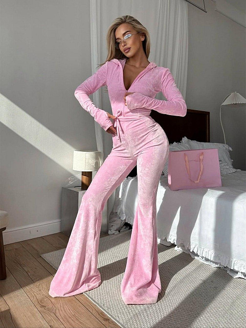 Жіночий стильний повсякденний велюровий комбінезон Рожевий, 46/48 Одеса - фото 5