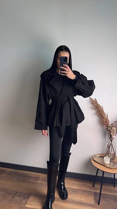 Жіночий стильний тренч-пальто з пальтової тканини без підкладки турецький кашемір Одеса - фото 6