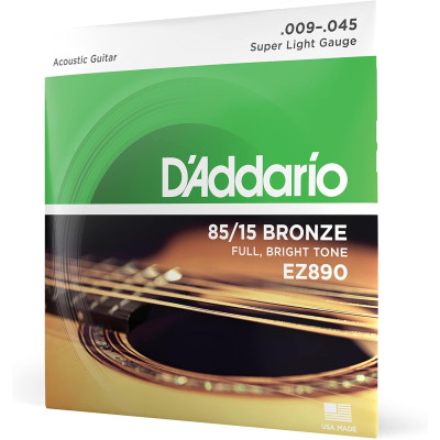 Струни для гітари D'Addario 85/15 Bronze Super Light (09-45) (EZ890) Вінниця - фото 1