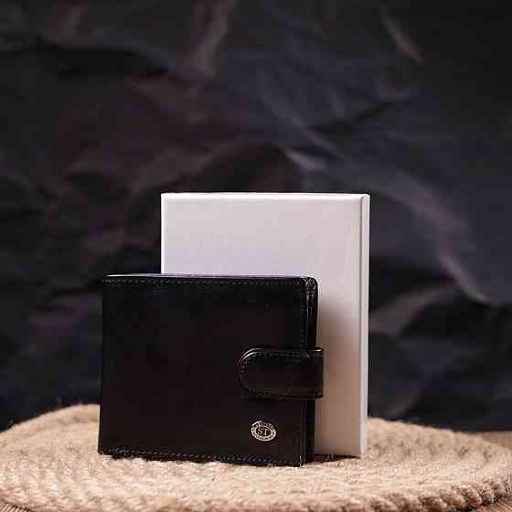 Надійний чоловічий гаманець із натуральної гладкої шкіри ST Leather 19408 Чорний Київ