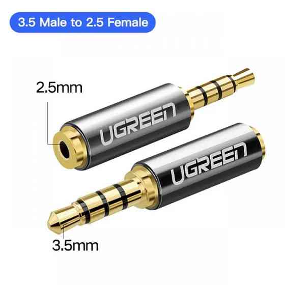 Переходник Ugreen аудио 3.5 mm штекер to 2.5 mm разъем 20502 (Серый) Николаев