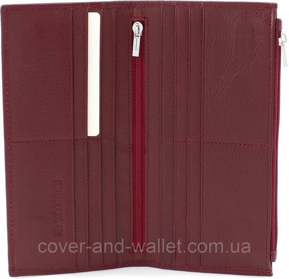 Тонкий жіночий шкіряний гаманець на магнітах та блискавці ST 006 date red Київ - фото 4