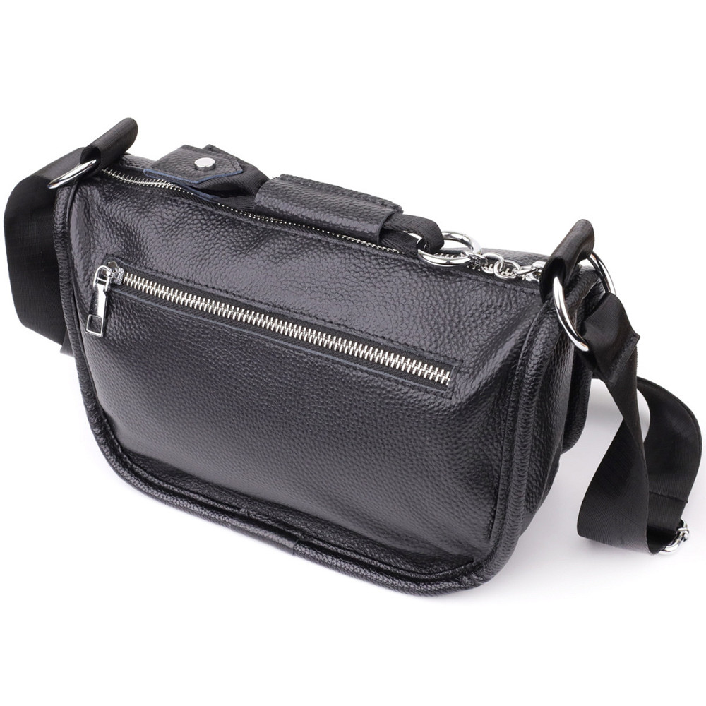 Стильна напівкругла сумка для жінок із натуральної шкіри Vintage 22905 Чорний Київ - фото 1