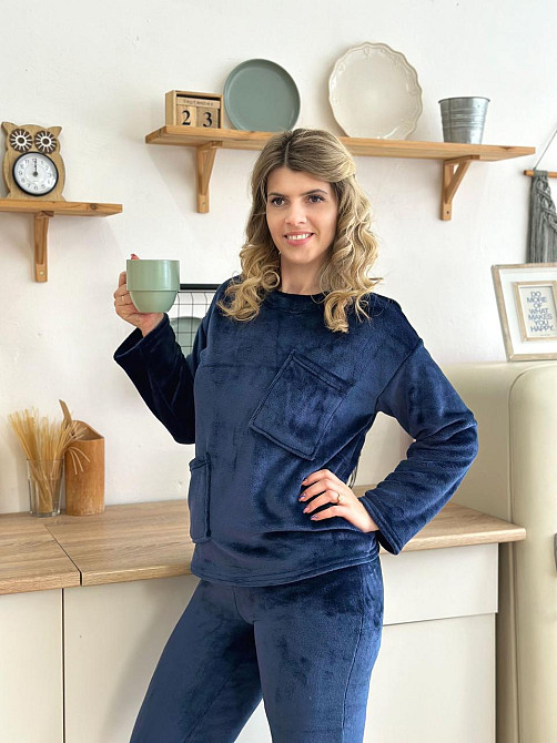 Махровий костюм з декоративними кишенями Luci 54-56, Темно-синій Київ - фото 3