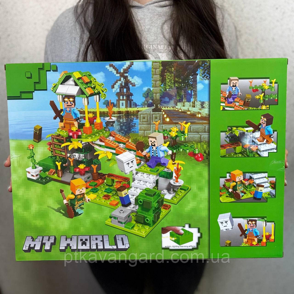 Конструктор Minecraft 556 деталей з LED підсвічуванням блоковий My World 44118 Хмельницький - фото 2
