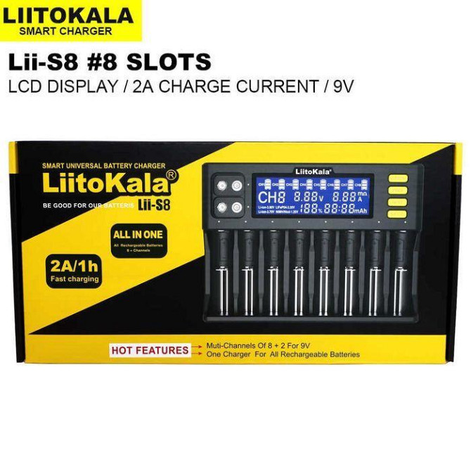 Зарядний пристрій Liitokala Lii-S8 (на 8 каналів) з блоком живлення і автомобільним адаптером Вінниця - фото 8